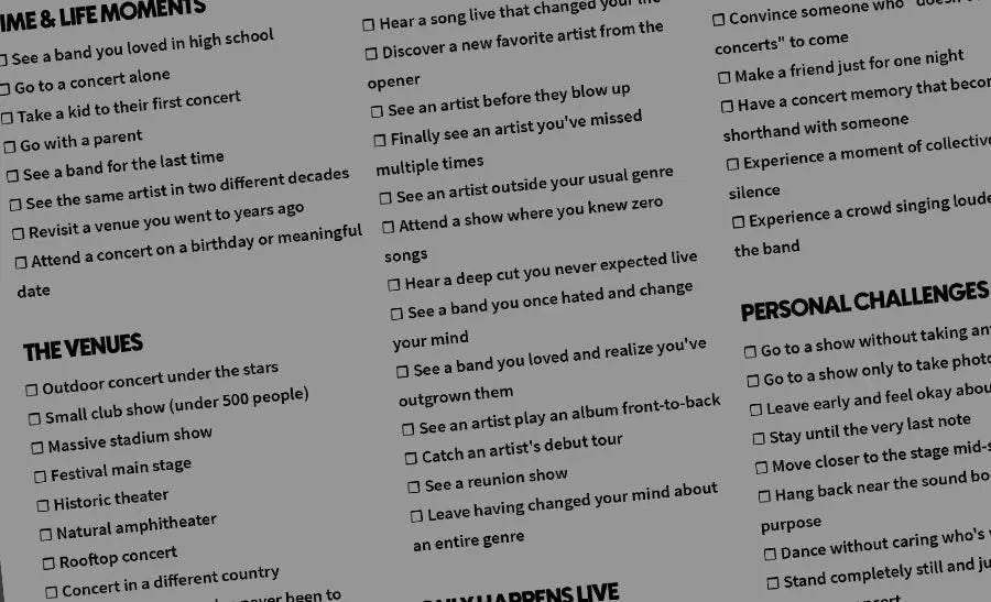 The Concert Bucket List: 65 Live Music Experiences Worth Having