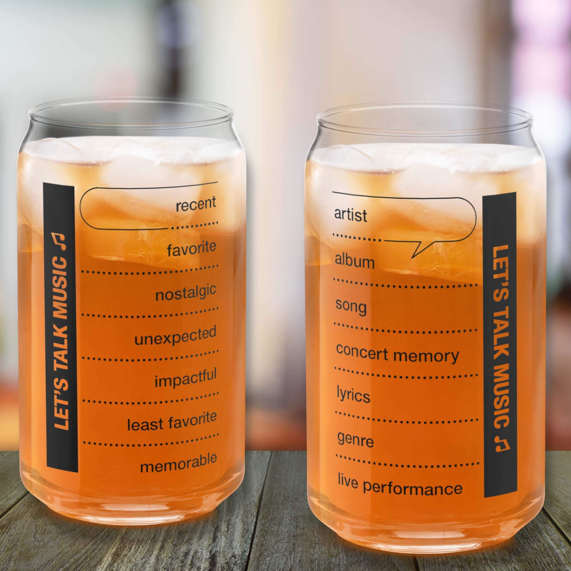 Conversation Starter Glasses for Music Lovers with curated music prompts for engaging discussions.