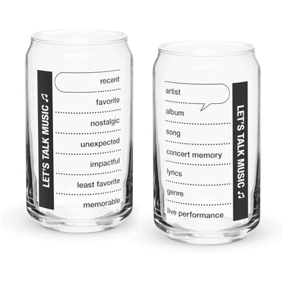 Conversation Starter Glasses for Music Lovers featuring prompts for engaging discussions about music.